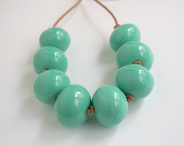 Teal coloured glass necklace